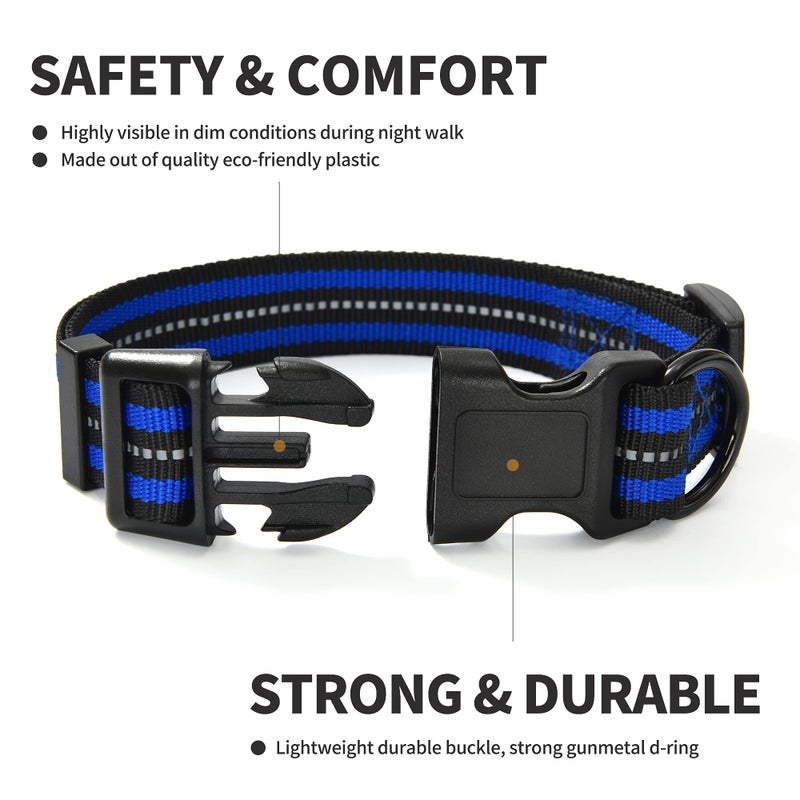 Mile High Life Reflective Dog Collar | Nylon Pet Collars wiith Buckle | Light Weight Puppy Collars | Blue Dog Collars for Small Dogs (Blue, S) - Image 5